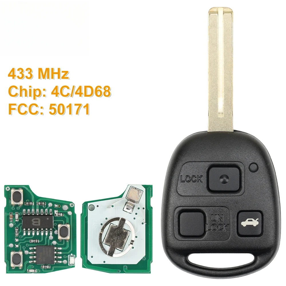 LIXIANG for Lexus Fob P/N: 50171 ASK 433MHz 4D68 Chip Remote Control Head Car Key 3 Buttons TOY48 Uncut Blade Replacement
LIXIANG for Lexus Fob P/N: 50171 ASK 433MHz 4D68 Chip Remote Control Head Car Key 3 Buttons TOY48 Uncut Blade Replacement