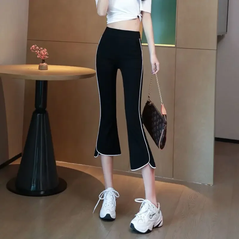 Summer High Waist Patchwork Casual Split Micro Flare Sweatpants Plus Size Calf Length Pants Simplicity Fashion Women Clothing
Summer High Waist Patchwork Casual Split Micro Flare Sweatpants Plus Size Calf Length Pants Simplicity Fashion Women Clothing