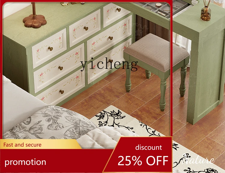 CZ Painted Dressing Table and Chest of Drawers Integrated Retro Style Bedroom Flip Cover Makeup Table Green Bedside Table
CZ Painted Dressing Table and Chest of Drawers Integrated Retro Style Bedroom Flip Cover Makeup Table Green Bedside Table