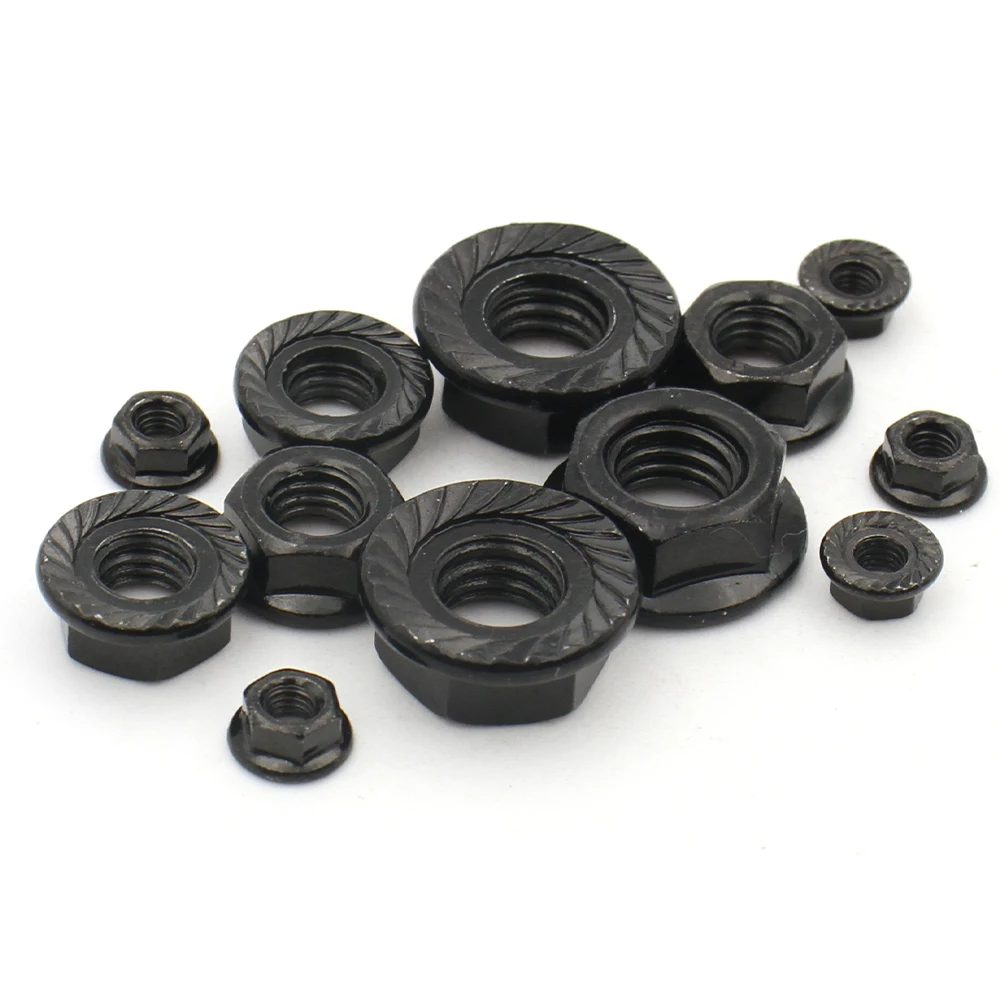 M3-M12 Black Carbon Steel Flange Nut Hex Serrated Anti Slip Locking Nut Fastener 2/5/10/20Pcs
M3-M12 Black Carbon Steel Flange Nut Hex Serrated Anti Slip Locking Nut Fastener 2/5/10/20Pcs