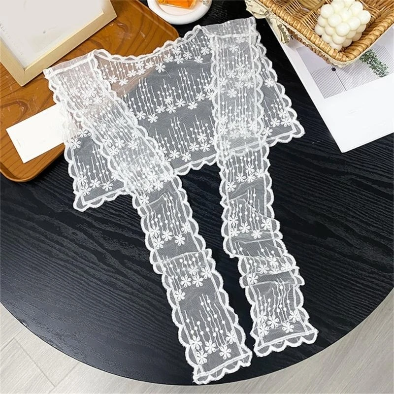 39BD Women's Casual Shawl Wrap Tie Knot Front Detachable Faux Collar Korean Styles Flower Lace Mini Shoulder Capes Scarf
39BD Women's Casual Shawl Wrap Tie Knot Front Detachable Faux Collar Korean Styles Flower Lace Mini Shoulder Capes Scarf
