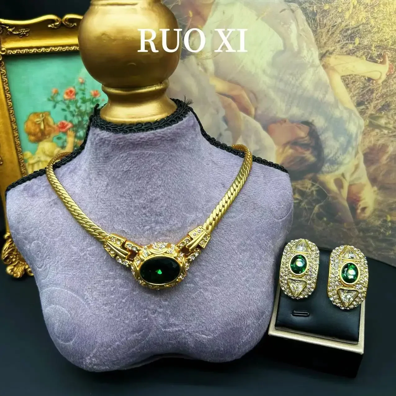Jewelry Women's Earring Gold Plated Emerald Palace Set Necklace Earrings Lady Birthday Gifts Exquisite Elegant Boutique Elegant
Jewelry Women's Earring Gold Plated Emerald Palace Set Necklace Earrings Lady Birthday Gifts Exquisite Elegant Boutique Elegant
