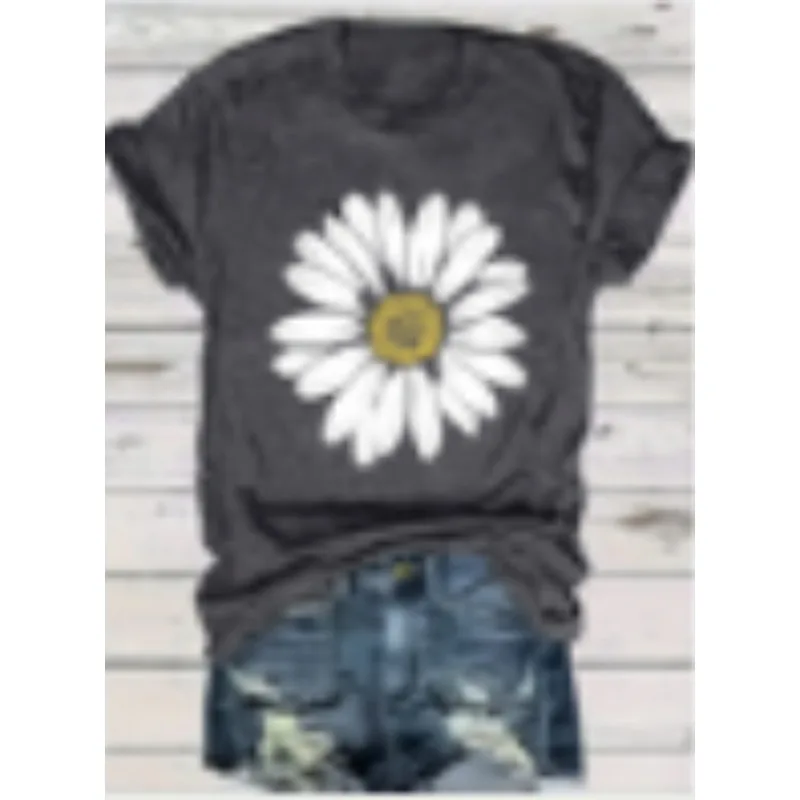 Plus Size 1XL-5XL Women's Short Sleeve Crew Neck T-Shirt Daisy Sunflower Print Pattern Top Comfortable Breathable Casual Tee
Plus Size 1XL-5XL Women's Short Sleeve Crew Neck T-Shirt Daisy Sunflower Print Pattern Top Comfortable Breathable Casual Tee