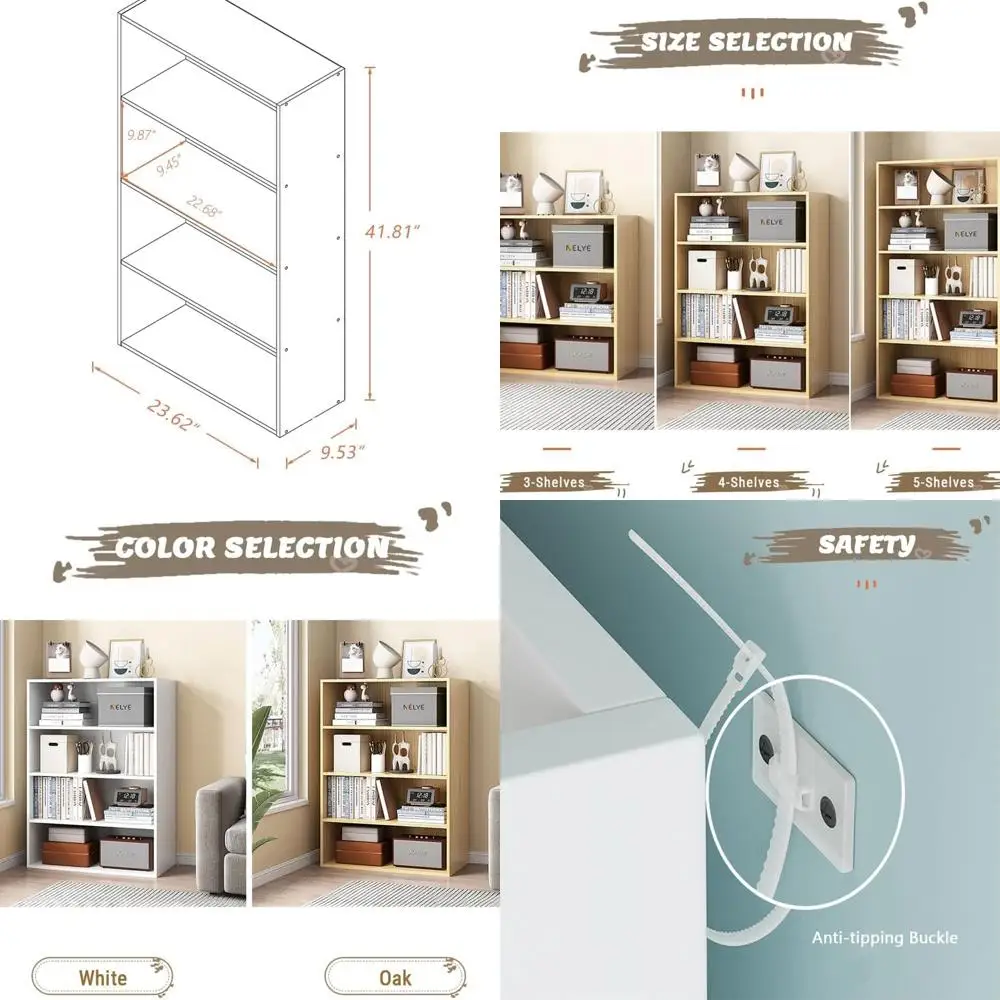 4-Tier Oak Wooden Cube Bookshelf - Split-Level Storage Display Shelves
4-Tier Oak Wooden Cube Bookshelf - Split-Level Storage Display Shelves