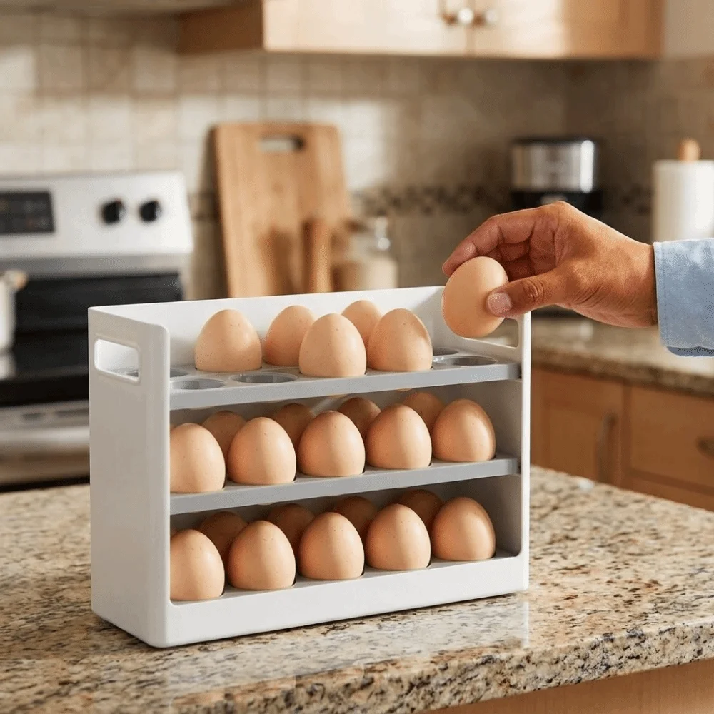 30 Grids 3 Tiers Egg Storage Box Anti-drop Large Capacity Egg Storage Tray Plastic Space Saving Flip-top Egg Storage Box
30 Grids 3 Tiers Egg Storage Box Anti-drop Large Capacity Egg Storage Tray Plastic Space Saving Flip-top Egg Storage Box