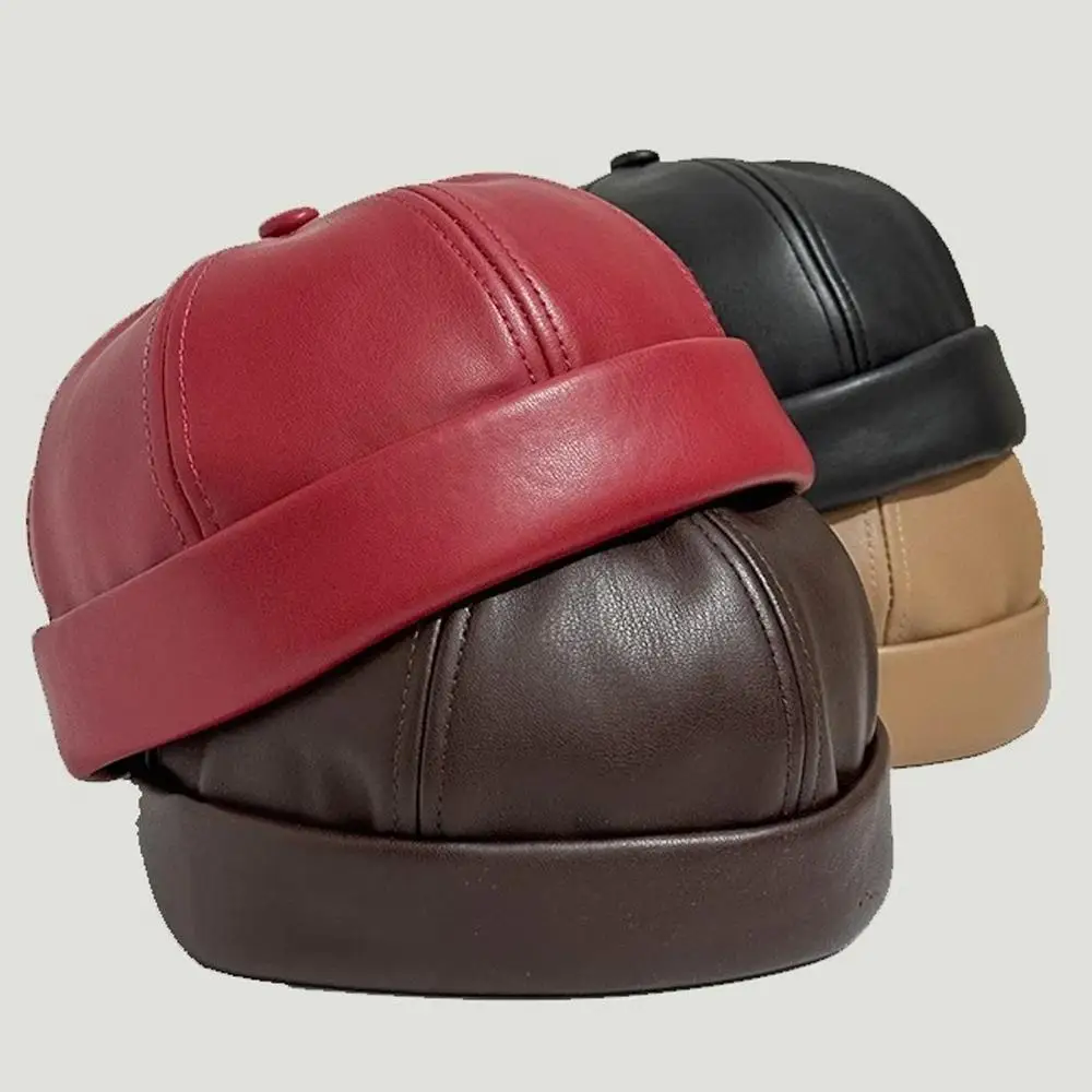Autumn PU Leather Landlord Hat Streetwear Melon Skin Brimless Hat Retro Unisex Hip Hop Cap Men Women Adjustable Docker Hats
Autumn PU Leather Landlord Hat Streetwear Melon Skin Brimless Hat Retro Unisex Hip Hop Cap Men Women Adjustable Docker Hats