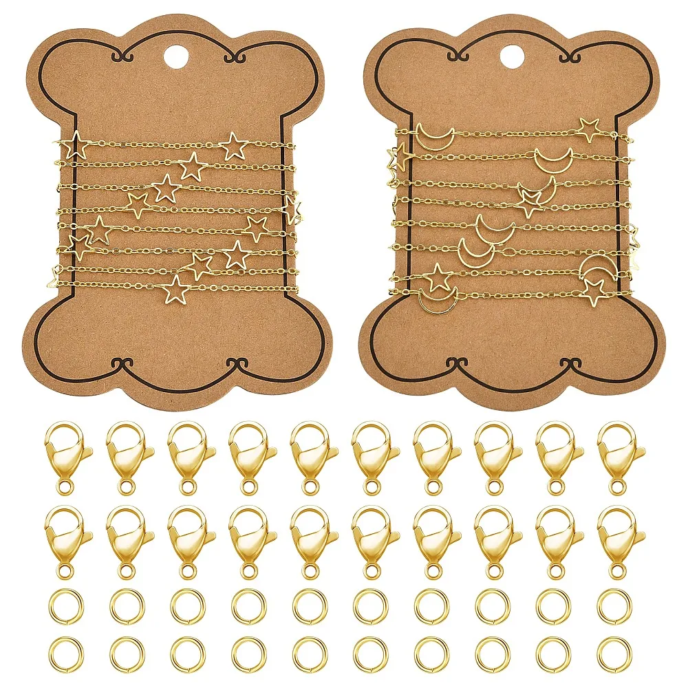 Necklace Making Kits 1m Star Moon Brass Link Chains 60Pcs Stainless Steel Jump Rings and Zinc Alloy Lobster Claw Clasps
Necklace Making Kits 1m Star Moon Brass Link Chains 60Pcs Stainless Steel Jump Rings and Zinc Alloy Lobster Claw Clasps