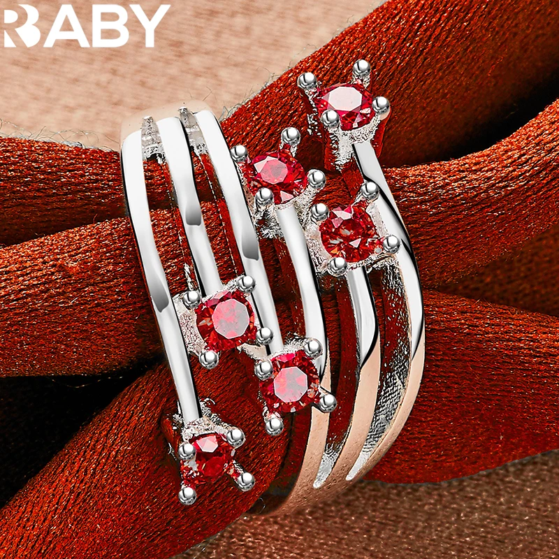 URBABY 925 Sterling Silver Red Zircon Ring For Women Wedding Engagement Rings Fashion Party Charms Jewelry Accessories
URBABY 925 Sterling Silver Red Zircon Ring For Women Wedding Engagement Rings Fashion Party Charms Jewelry Accessories