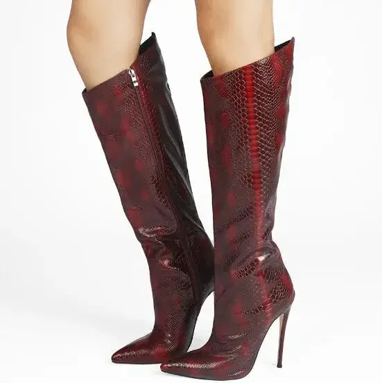 Sexy Women Snakeskin Python Animal Print Pointed Toe Knee High Boots Ladies Fashion 120 Mm Stiletto Heels Loose Long Boots Shoes
Sexy Women Snakeskin Python Animal Print Pointed Toe Knee High Boots Ladies Fashion 120 Mm Stiletto Heels Loose Long Boots Shoes