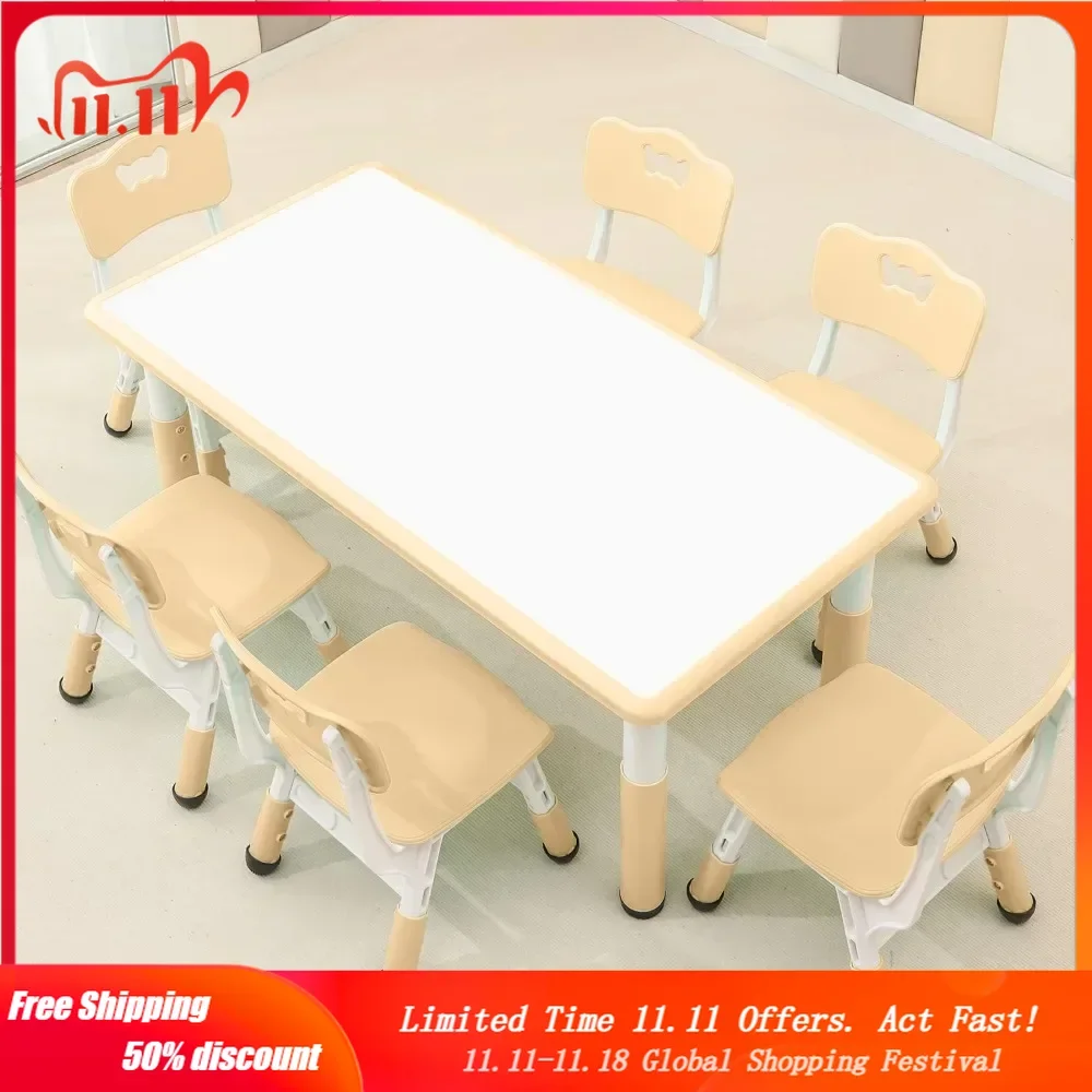 Children's Table and Chair Set Suitable for Boys and Age 2-12 Height Adjustable Table top Can be Painted with 6 Seats Suitable
Children's Table and Chair Set Suitable for Boys and Age 2-12 Height Adjustable Table top Can be Painted with 6 Seats Suitable