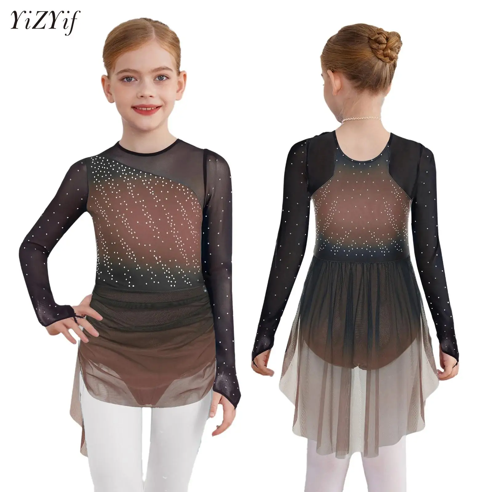 Kids Girl Lyrical Dance Figure Skating Costume Sheer Mesh Rhinestones Gradient Dress Ballet Leotard Jersey Performance Dancewear
Kids Girl Lyrical Dance Figure Skating Costume Sheer Mesh Rhinestones Gradient Dress Ballet Leotard Jersey Performance Dancewear