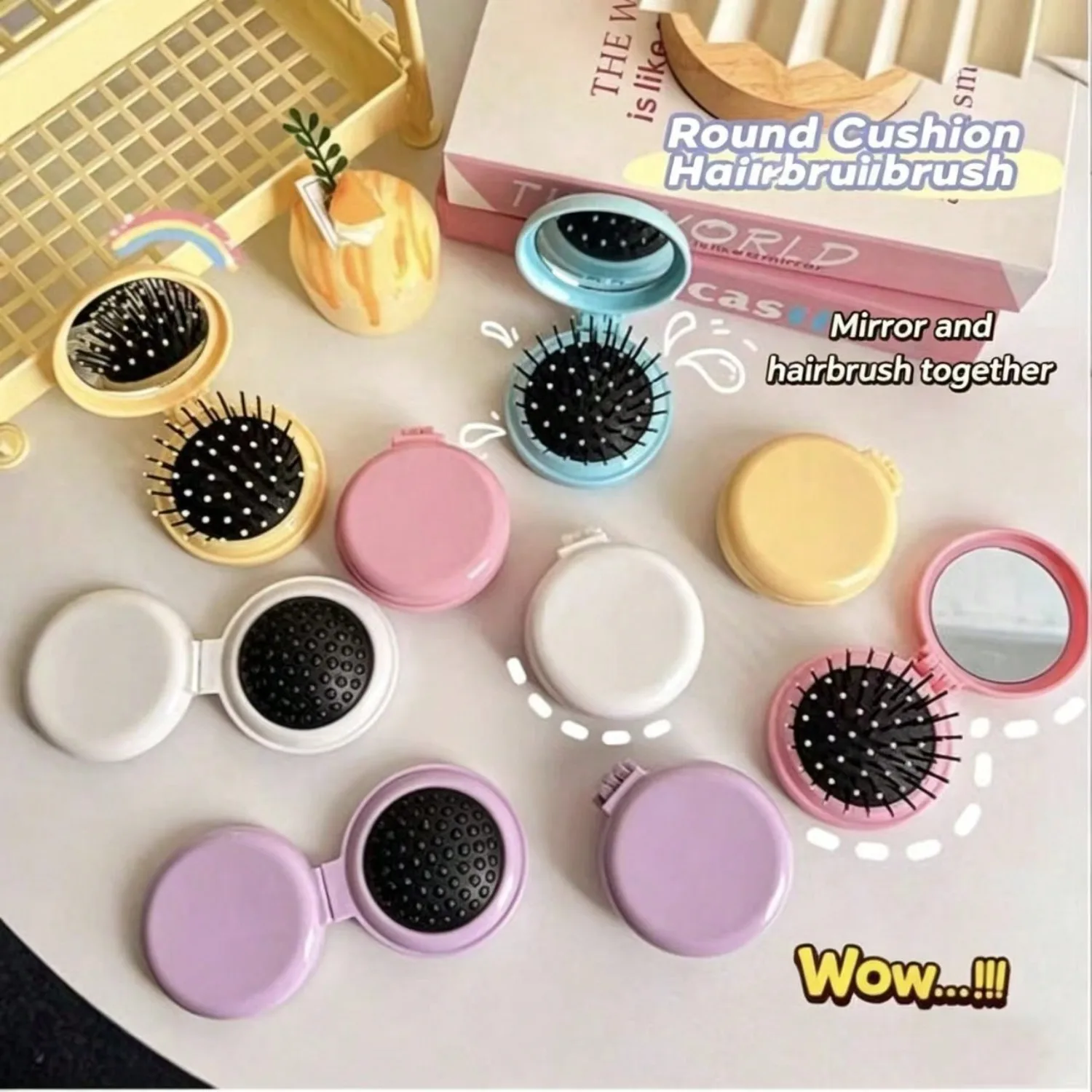 Foldable Cute Mini Portable Round Air Cushion Mirror Comb 2-In-1 With Mirror, Flip Cover, Design
Foldable Cute Mini Portable Round Air Cushion Mirror Comb 2-In-1 With Mirror, Flip Cover, Design