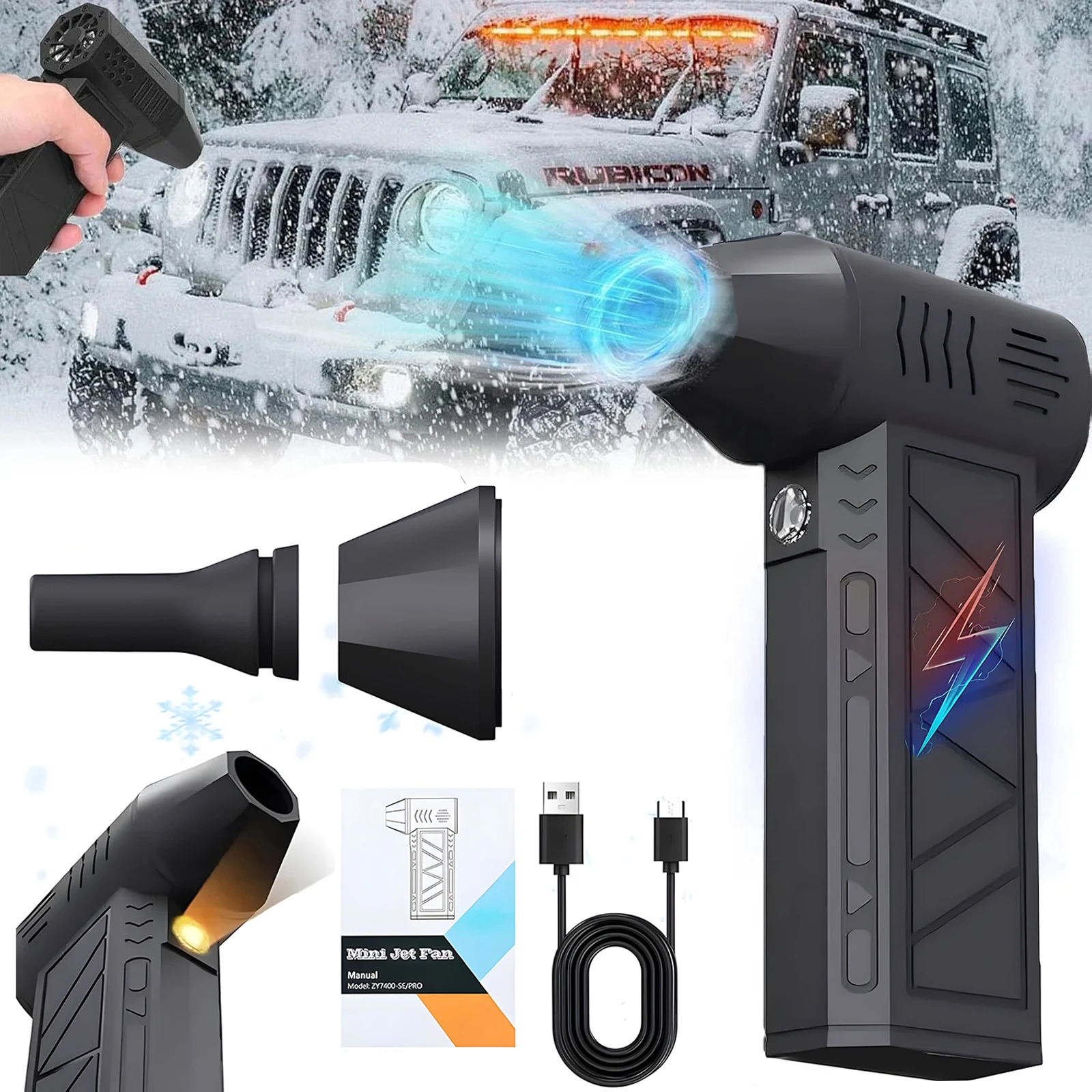 Portable Handheld Turbo Fan Rechargeable High-speed Fan 3-speed Blower Air Cleaner Fan Outdoor Turbo Fan Car Cleaner Accessories
Portable Handheld Turbo Fan Rechargeable High-speed Fan 3-speed Blower Air Cleaner Fan Outdoor Turbo Fan Car Cleaner Accessories