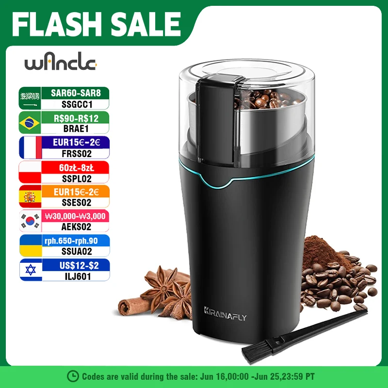 Coffee Grinder with Removable Stainless Steel Cup Electric Coffee Beans Grinder Household Coffee Mill for Spices Herb Nuts,300W
Coffee Grinder with Removable Stainless Steel Cup Electric Coffee Beans Grinder Household Coffee Mill for Spices Herb Nuts,300W