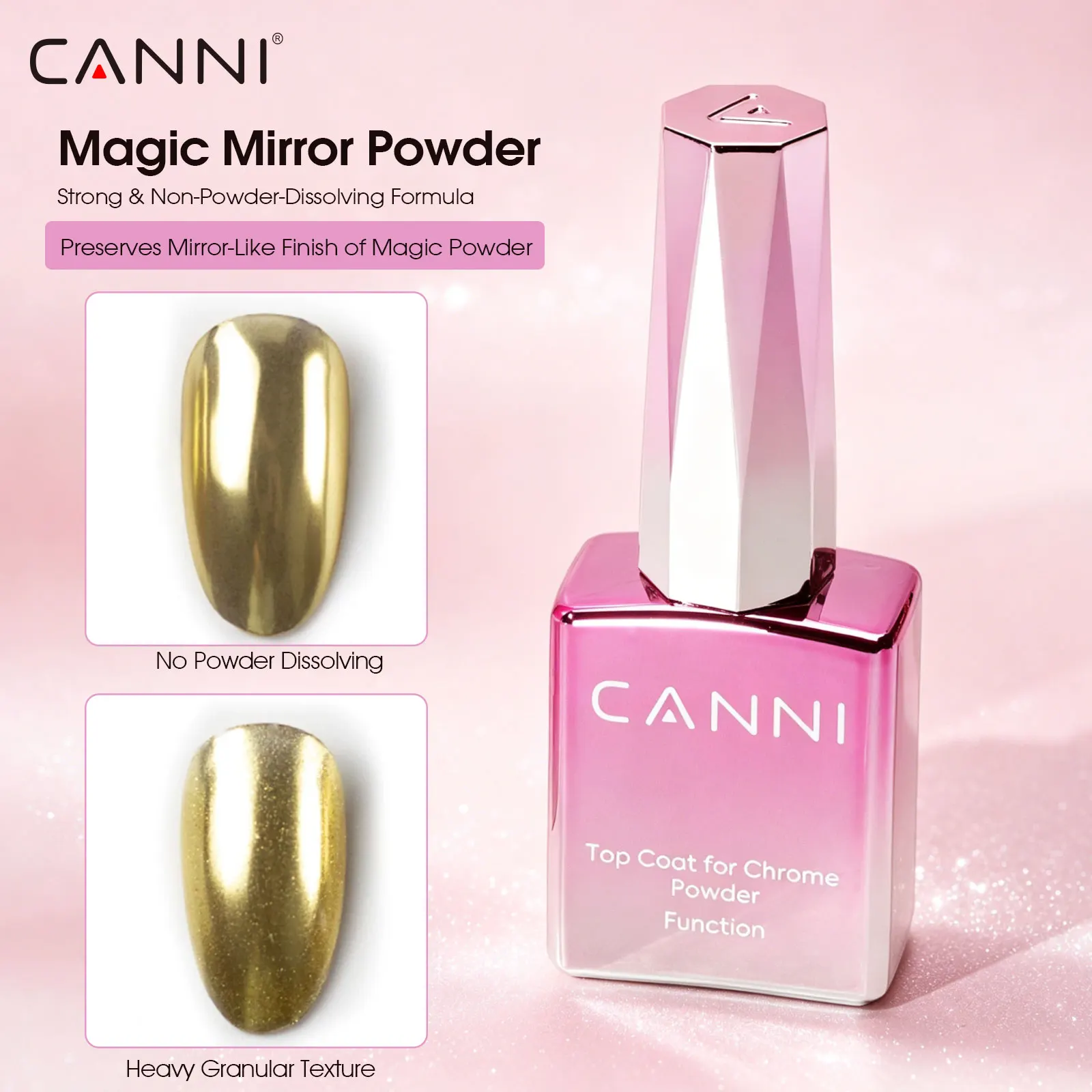 CANNI Chrome Powder Top Coat 9ml Mirror Metallic Magic Color Effect Nail Pigment for Gel Polish Nail Decoration
CANNI Chrome Powder Top Coat 9ml Mirror Metallic Magic Color Effect Nail Pigment for Gel Polish Nail Decoration