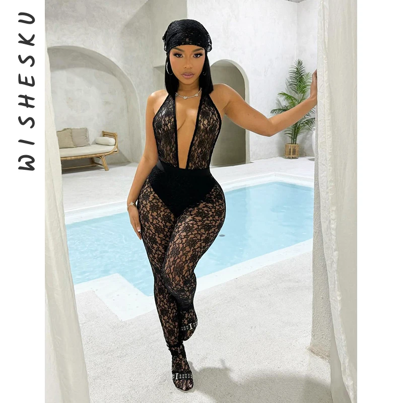 Sexy Mesh See Through Outfits Women Halter Deep V Neck Sleeveless Bodysuits High Waist Skinny Pants 2024 Summer Night Club Suits
Sexy Mesh See Through Outfits Women Halter Deep V Neck Sleeveless Bodysuits High Waist Skinny Pants 2024 Summer Night Club Suits