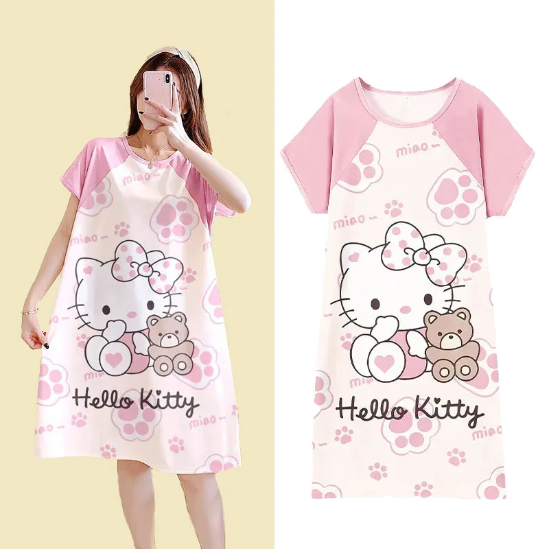 Kawaii летняя ночная рубашка Hellokittys понравило Kuromi аниме мультфильм милый с коротким рукавом тонкий секционный Домашняя одежда пижамы для девочек
Kawaii летняя ночная рубашка Hellokittys понравило Kuromi аниме мультфильм милый с коротким рукавом тонкий секционный Домашняя одежда пижамы для девочек