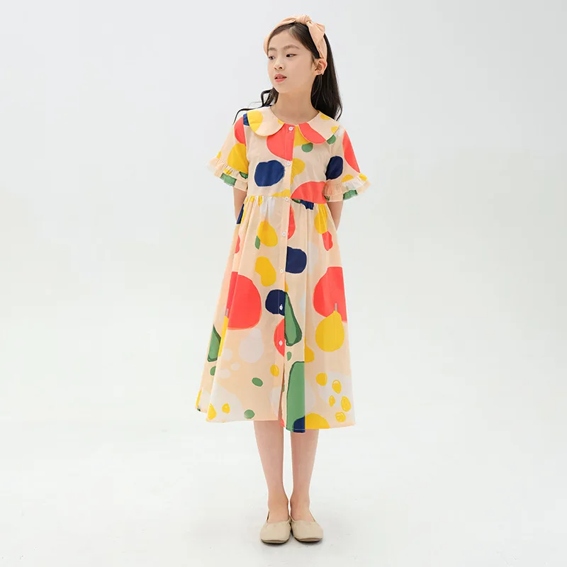 2024 New Teen Girls Summer Dress Doll Collar Kids Cotton Casual Clothing Fashionable Children Cute Printing Dresses
2024 New Teen Girls Summer Dress Doll Collar Kids Cotton Casual Clothing Fashionable Children Cute Printing Dresses