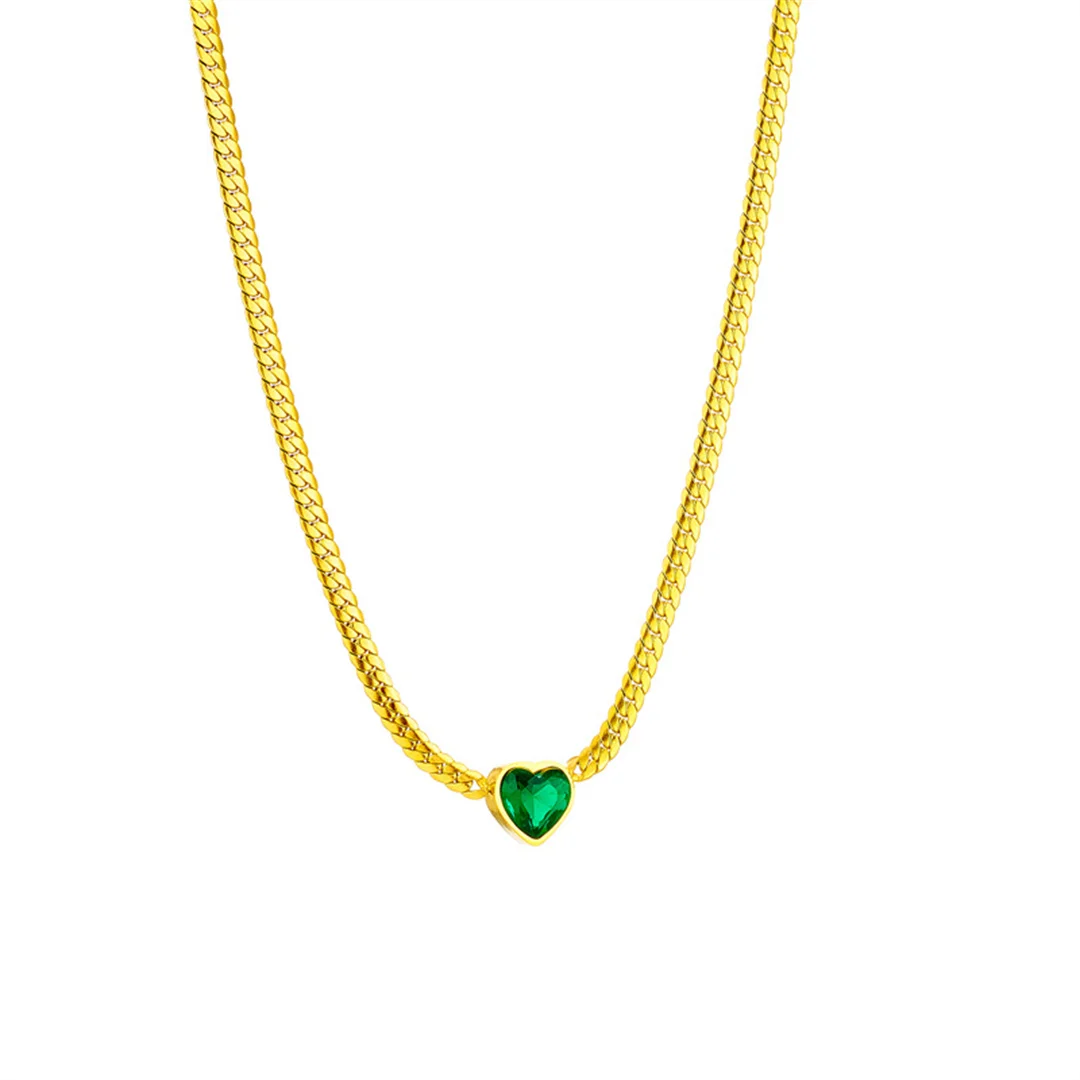 Vintage Green Zirconia Love Heart Charm Necklace Female Gold Color Stainless Steel Snake Chain Choker Necklace for Women Jewelry
Vintage Green Zirconia Love Heart Charm Necklace Female Gold Color Stainless Steel Snake Chain Choker Necklace for Women Jewelry