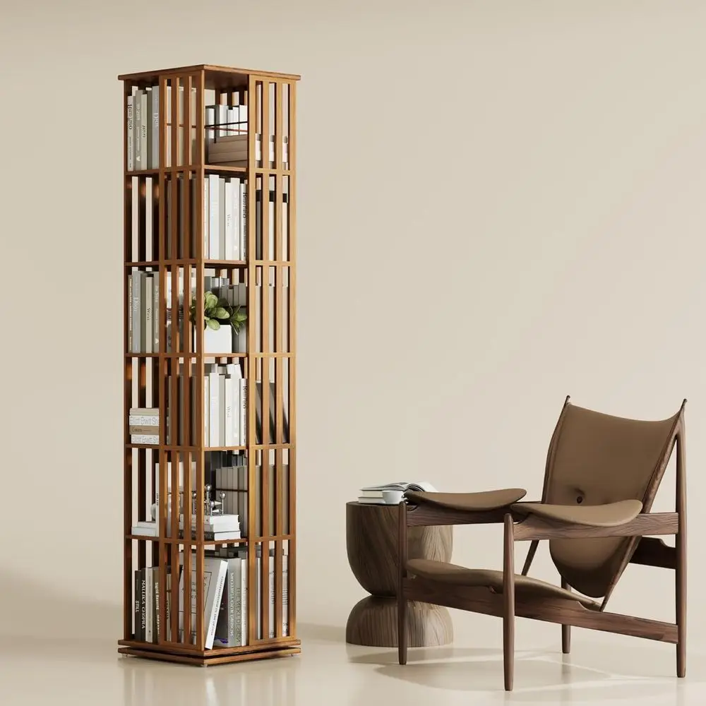 360° Spinning Bamboo Bookcase, 6-Shelf Storage Rack for Kids & Adults, Walnut Finish
360° Spinning Bamboo Bookcase, 6-Shelf Storage Rack for Kids & Adults, Walnut Finish