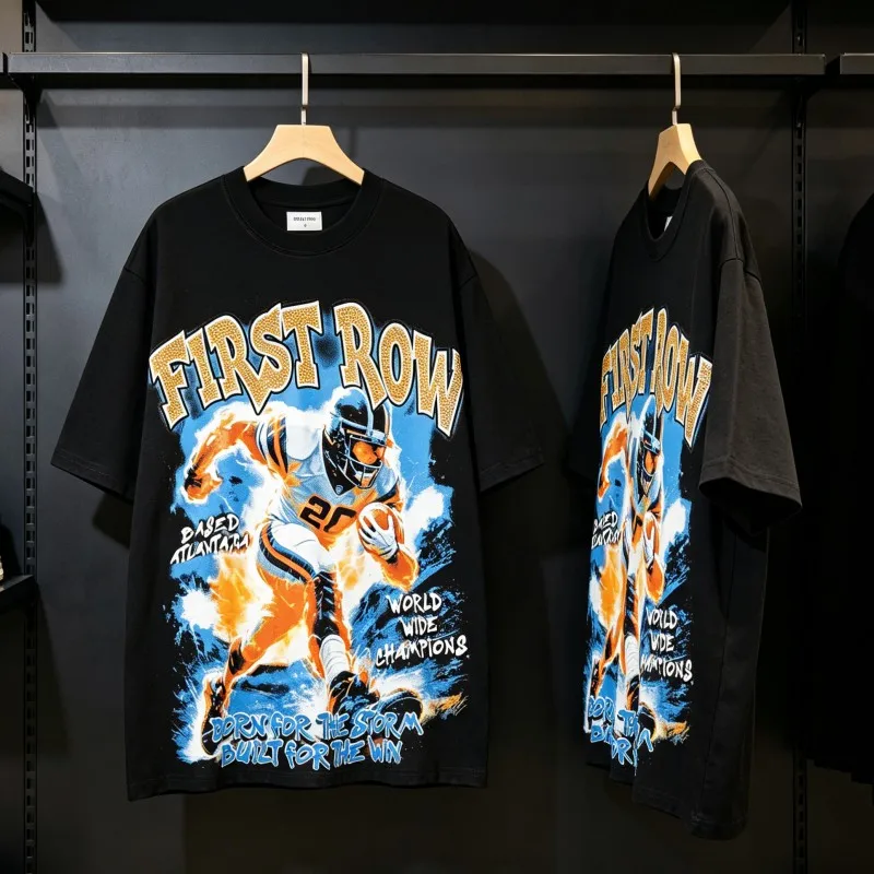 First Row Tshirts Rugby Player Vintage Distressed Black Round Neck Short Sleeve Rhinestone Letter Men Women Summer Streetwear
First Row Tshirts Rugby Player Vintage Distressed Black Round Neck Short Sleeve Rhinestone Letter Men Women Summer Streetwear