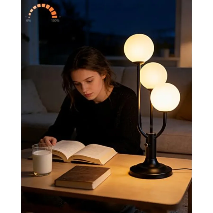 Modern Black Globe Table Lamp Dimmable Mid Century 3-Light Desk Lamp 3000K Warmwhite Nightstand Lamp for Bedroom Bedside End Ta
Modern Black Globe Table Lamp Dimmable Mid Century 3-Light Desk Lamp 3000K Warmwhite Nightstand Lamp for Bedroom Bedside End Ta