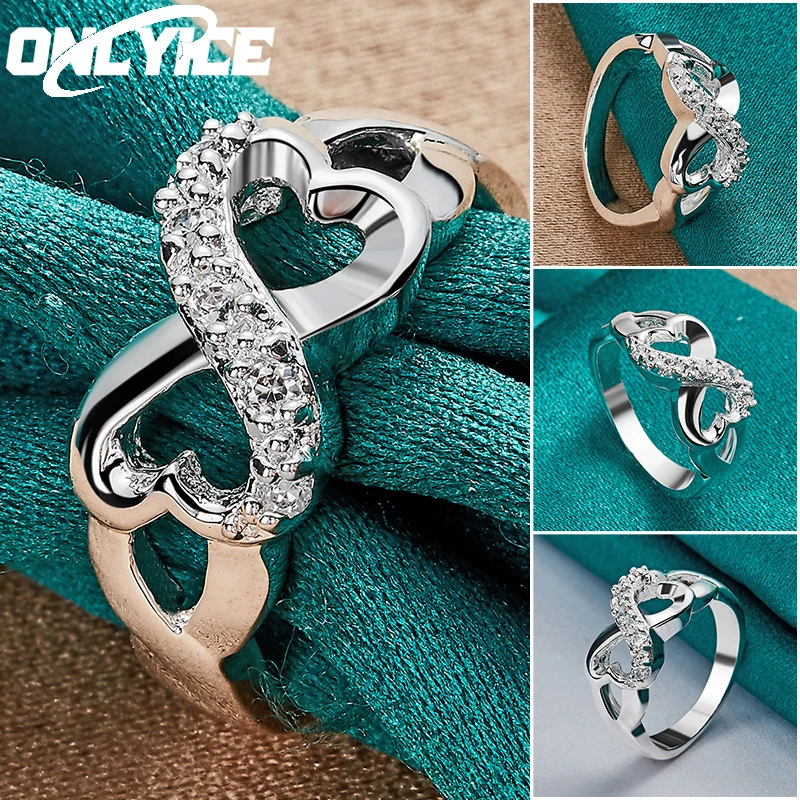925 Sterling Silver Double Heart Zircon Ring For Women Wedding Engagement Rings Propose Band Fashion Charm Jewelry Gift
925 Sterling Silver Double Heart Zircon Ring For Women Wedding Engagement Rings Propose Band Fashion Charm Jewelry Gift
