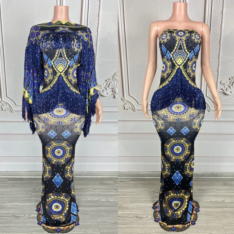 Women Singer Party Jazz Dance Costume Full Rhinestones Printed Evening Dresses Tassels Blouse Stage Catwalk Outfit
Women Singer Party Jazz Dance Costume Full Rhinestones Printed Evening Dresses Tassels Blouse Stage Catwalk Outfit