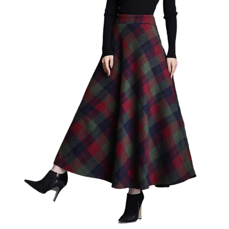 Women Plaid Skirts Vintage Pocket Woolen A Line Skirts Tweed Winter Warm High Waist Pleated Maxi Long Skirt
Women Plaid Skirts Vintage Pocket Woolen A Line Skirts Tweed Winter Warm High Waist Pleated Maxi Long Skirt