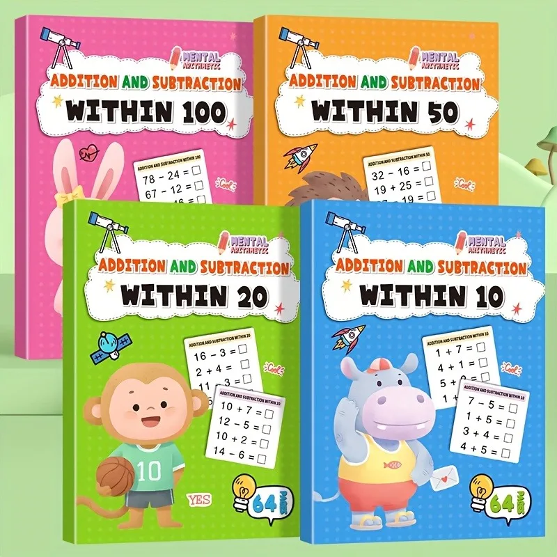 1 book Math Practice Problems Addition & Subtraction Workbook Within 10/20/50/100 For 1-3rd Grade Speed Drills &Timed Exercises
1 book Math Practice Problems Addition & Subtraction Workbook Within 10/20/50/100 For 1-3rd Grade Speed Drills &Timed Exercises