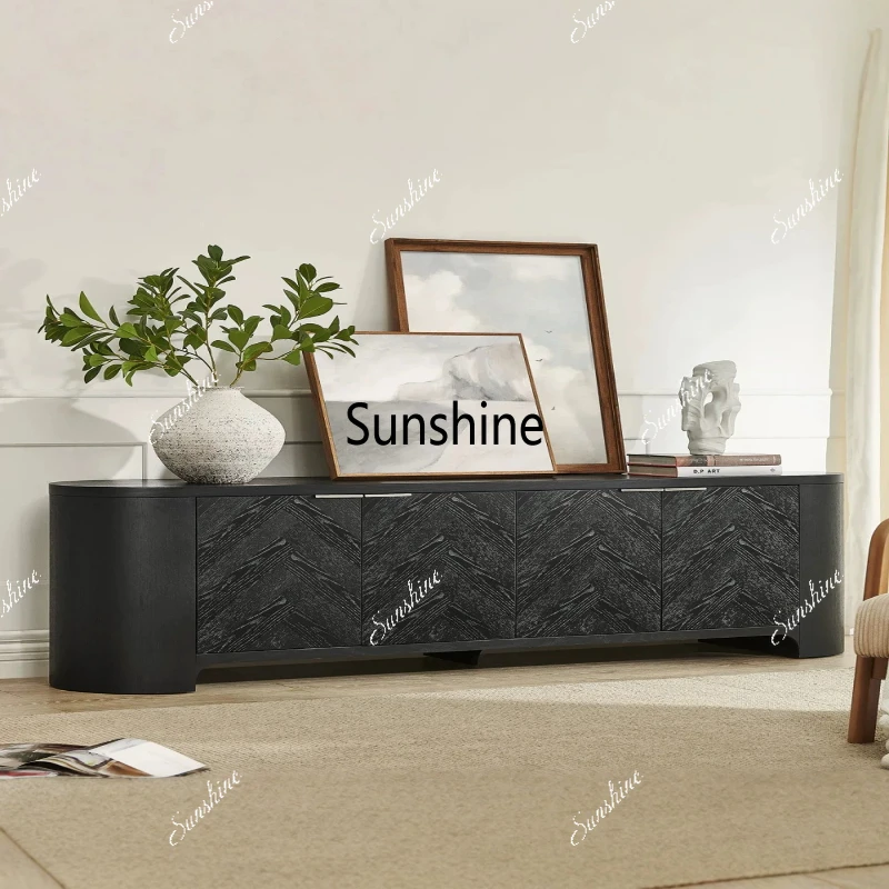 Medieval black solid wood parquet TV cabinet living room arc modern light luxury
Medieval black solid wood parquet TV cabinet living room arc modern light luxury