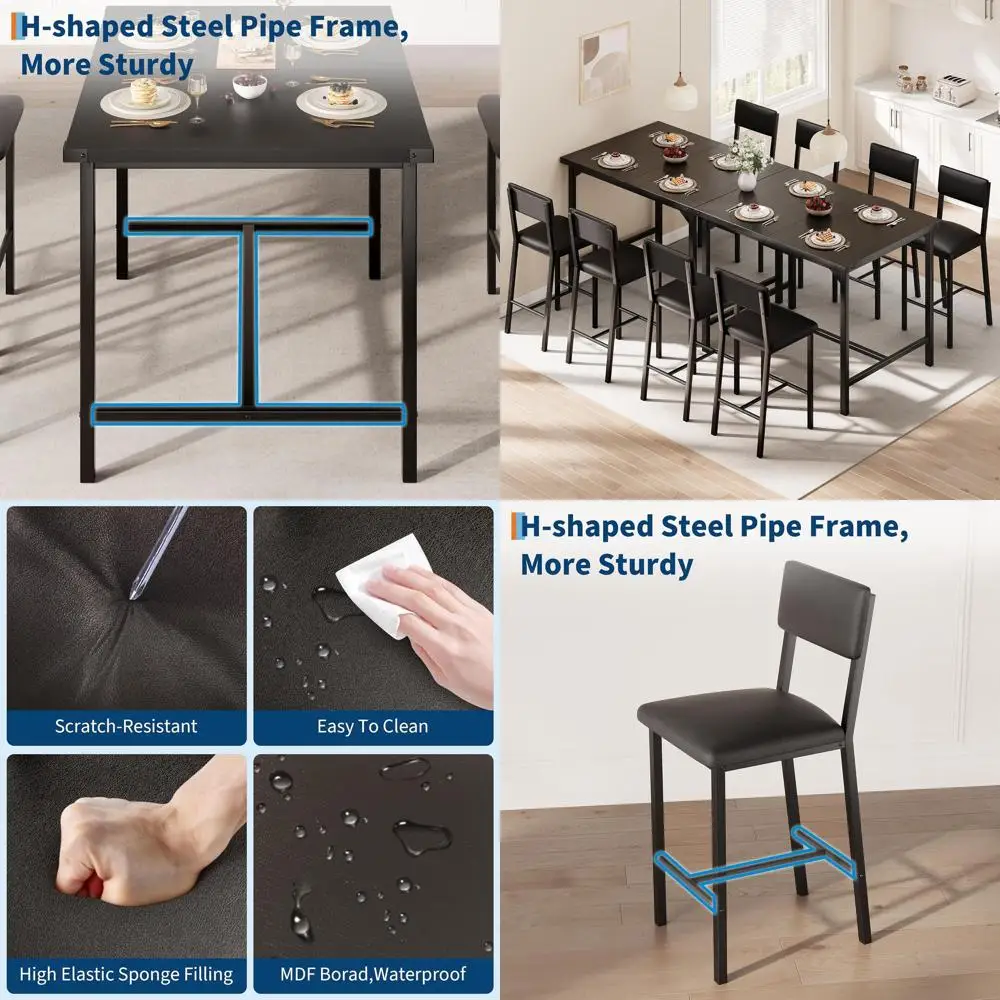4-Piece Dining Set with Tablecloth Protector, Counter Height Table and 4 Upholstered Stools, 5-Piece Kitchen Table Set, Dining R
4-Piece Dining Set with Tablecloth Protector, Counter Height Table and 4 Upholstered Stools, 5-Piece Kitchen Table Set, Dining R