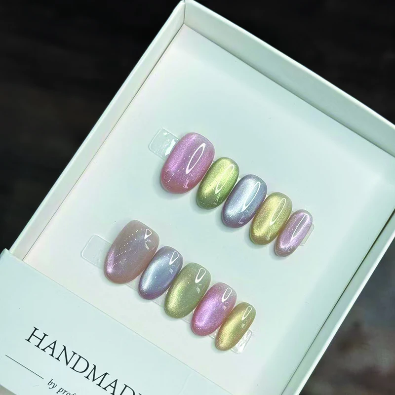 10Pcs Press On Nails Color Handmade Fake Nails Pueple Green Yellow Short False Nails Dopamine Rainbow Short Cat Eye Nail Tips
10Pcs Press On Nails Color Handmade Fake Nails Pueple Green Yellow Short False Nails Dopamine Rainbow Short Cat Eye Nail Tips