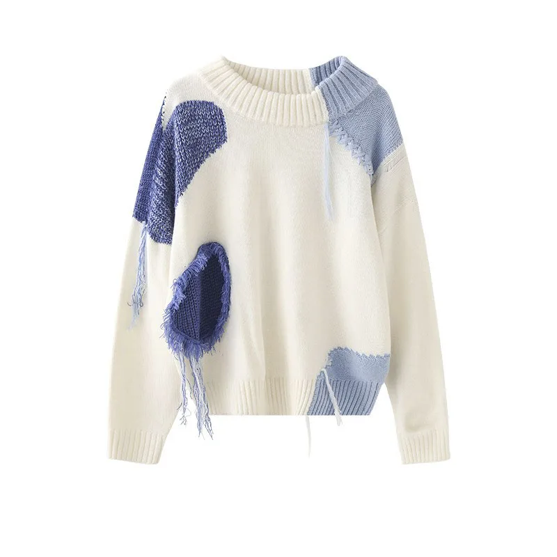 2023 Autumn Winter Women Patchwork Sweater Long Sleeve O-Neck Knitted Pullovers Loose Stitching Sweatshirt
2023 Autumn Winter Women Patchwork Sweater Long Sleeve O-Neck Knitted Pullovers Loose Stitching Sweatshirt