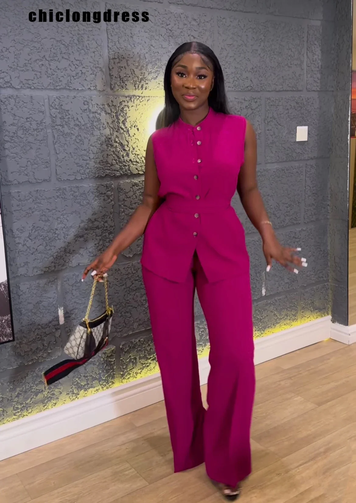 Summer Fashion Sleeveless Two Piece Set African Women Casual Button Sleeveless Lace Up Top Wide Leg Pants Two Piece Set Women
Summer Fashion Sleeveless Two Piece Set African Women Casual Button Sleeveless Lace Up Top Wide Leg Pants Two Piece Set Women