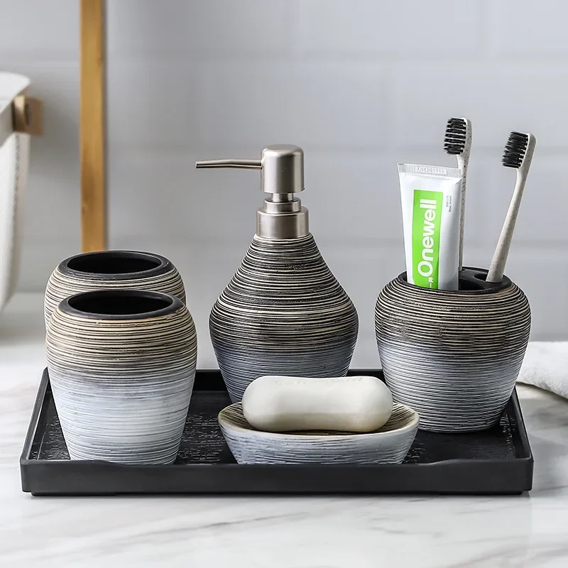 Vintage brushed bathroom toiletries set, bathroom handmade ceramic toiletries five-piece set, bathroom kit
Vintage brushed bathroom toiletries set, bathroom handmade ceramic toiletries five-piece set, bathroom kit