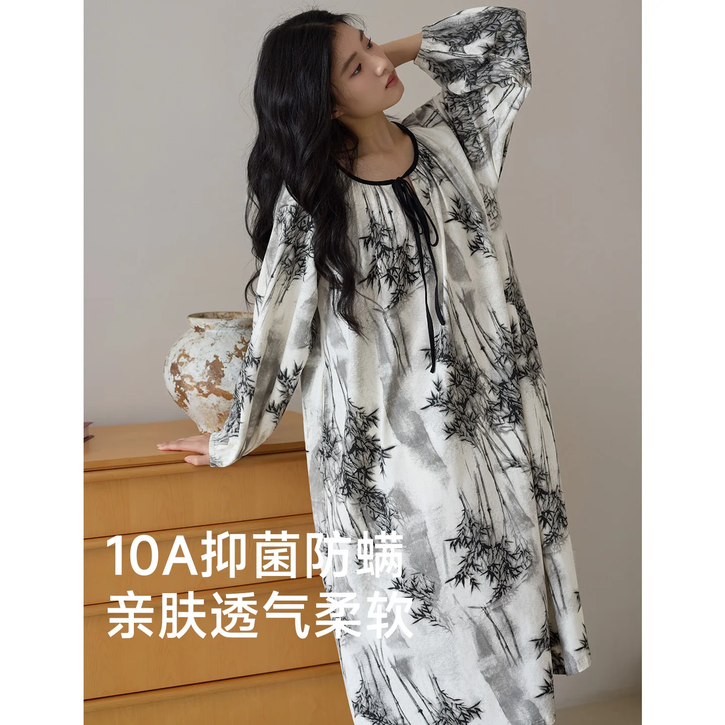 10A Women's Antibacterial Cotton Nightgown Long Sleeved Retro Palace Style Loose plus Size Sleepwear for Spring Autumn
10A Women's Antibacterial Cotton Nightgown Long Sleeved Retro Palace Style Loose plus Size Sleepwear for Spring Autumn