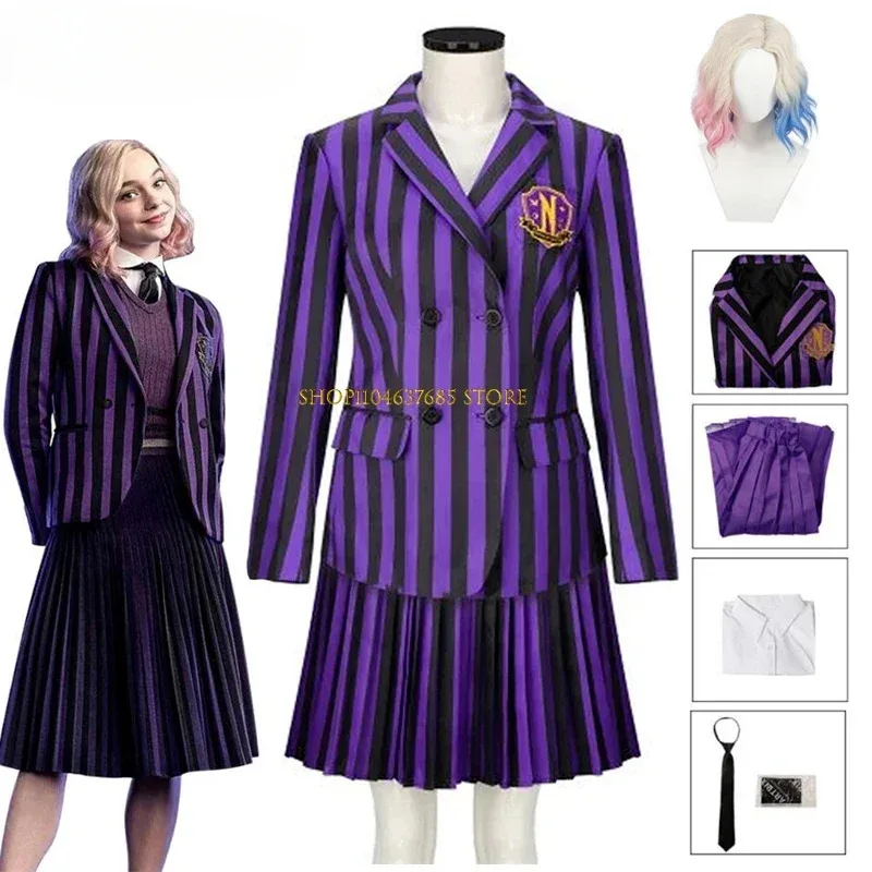 Wednesday - Enid Cosplay Costume Purple Striped School Uniform Outfits For Adult Coat Shirt Skirt Tie Halloween Party Clothes
Wednesday - Enid Cosplay Costume Purple Striped School Uniform Outfits For Adult Coat Shirt Skirt Tie Halloween Party Clothes