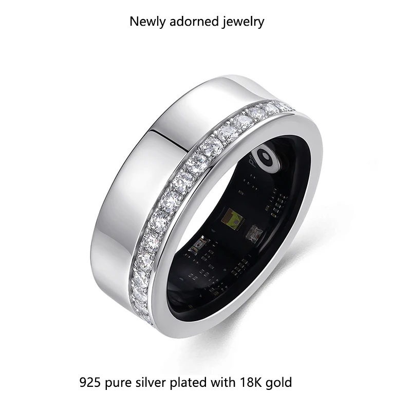 925 sterling silver Moissanite smart ring for heart rate monitoring, water-resistant, luxury closed ring, customizable finger si
925 sterling silver Moissanite smart ring for heart rate monitoring, water-resistant, luxury closed ring, customizable finger si