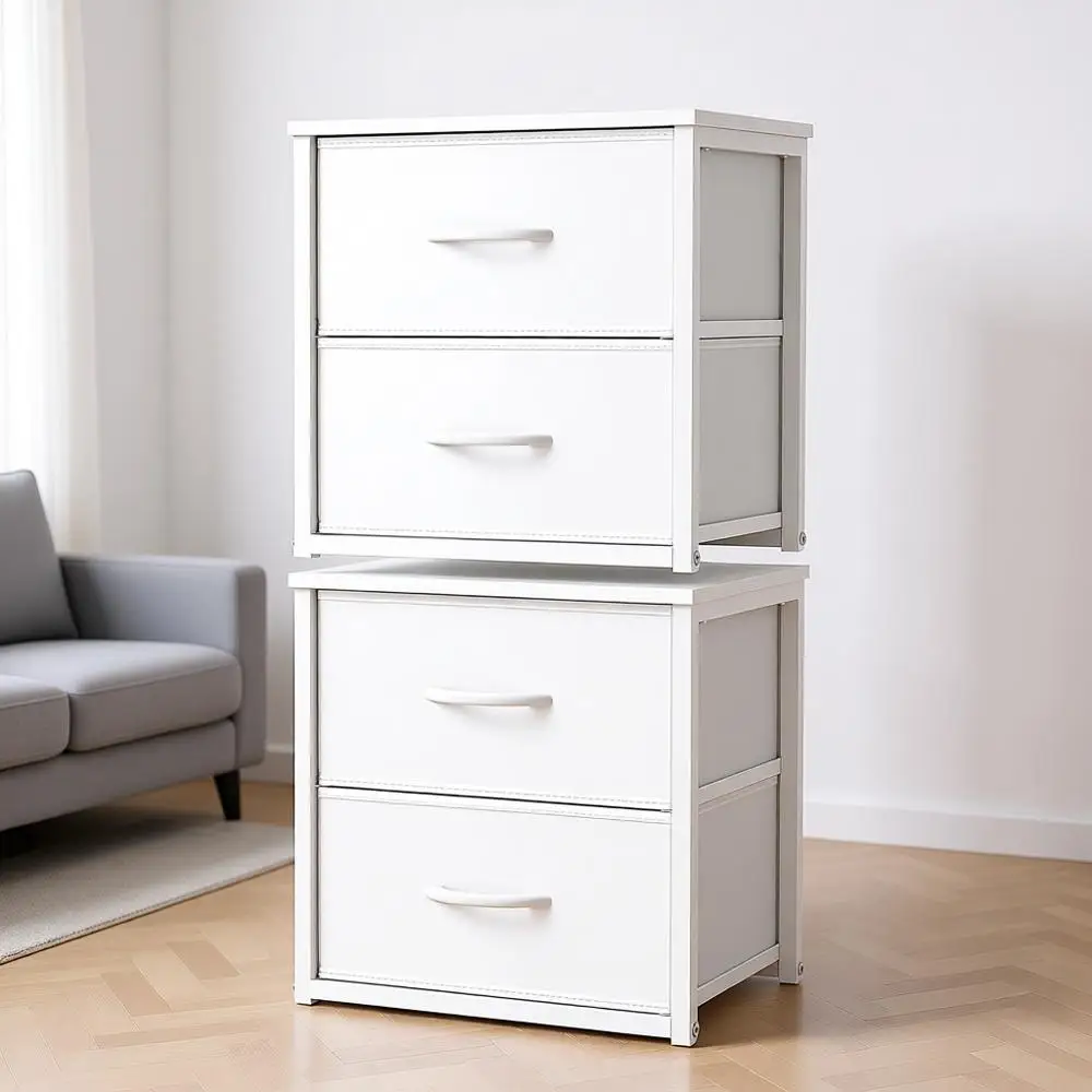 2-Pack Stackable Storage Drawers, White Closet Organizer with Wooden Top, Metal Frame, Freestanding or Stackable for Bedroom, Li
2-Pack Stackable Storage Drawers, White Closet Organizer with Wooden Top, Metal Frame, Freestanding or Stackable for Bedroom, Li