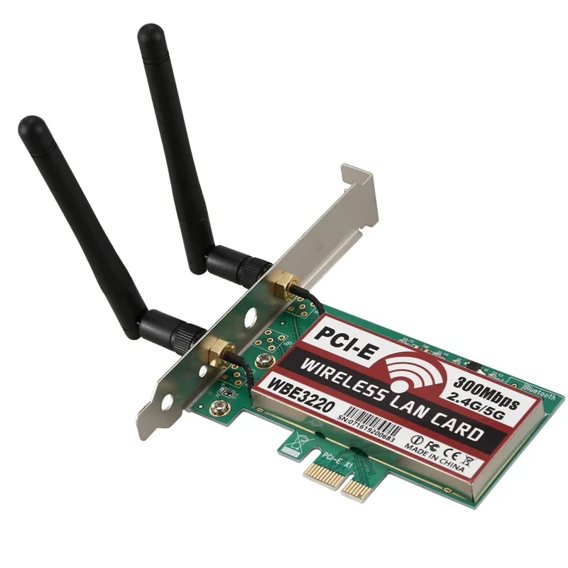 2 antenna network card 4G/5G 300Mbps PCI-E X1 WiFi Wireless Card Adapter Chipset for BCM4322 wbe3220
2 antenna network card 4G/5G 300Mbps PCI-E X1 WiFi Wireless Card Adapter Chipset for BCM4322 wbe3220