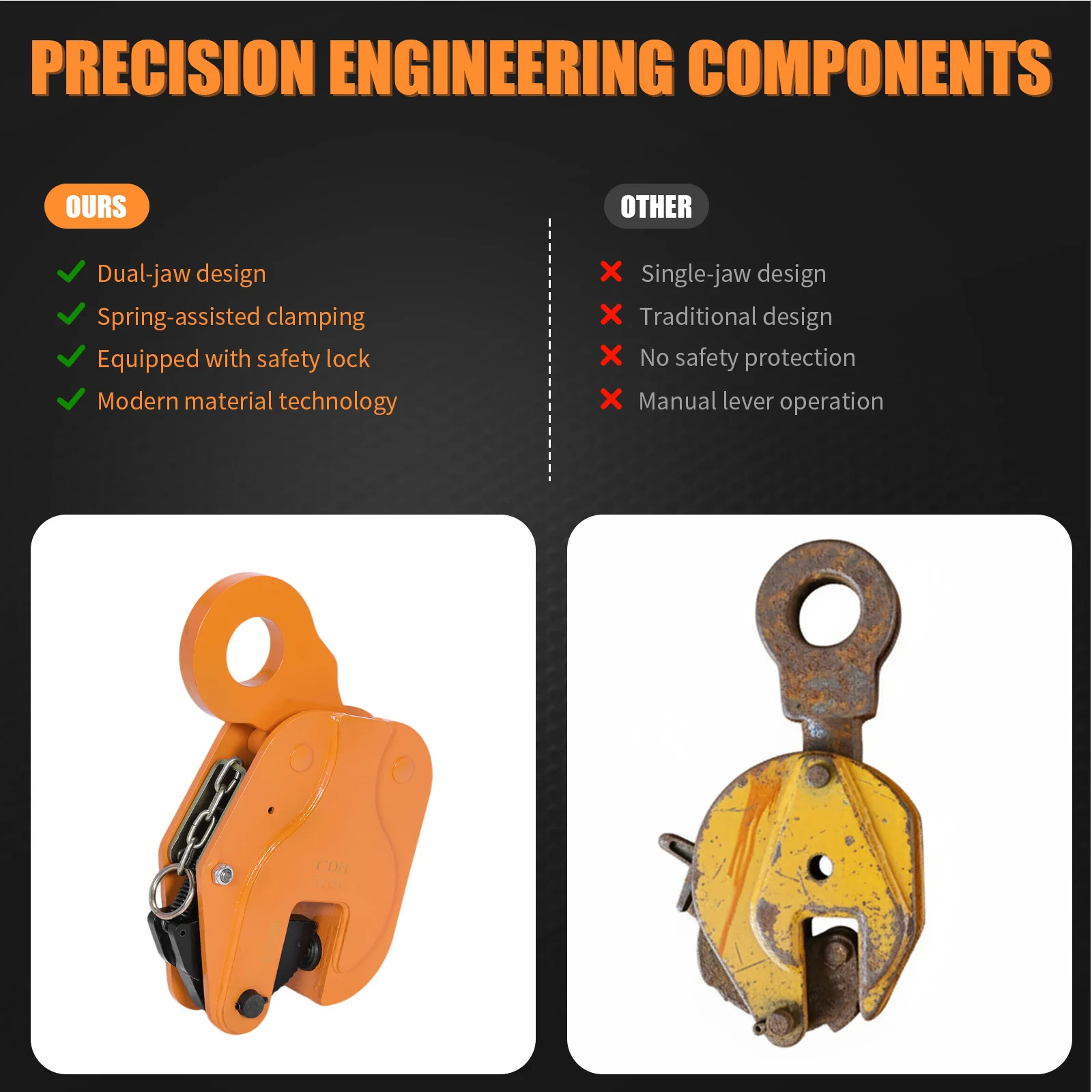 Vertical Lifters Alloy Plate Tongs Wear Resist Metal Steel Clamps Lifters Anti-Slip for Industry Crane Home Business
Vertical Lifters Alloy Plate Tongs Wear Resist Metal Steel Clamps Lifters Anti-Slip for Industry Crane Home Business