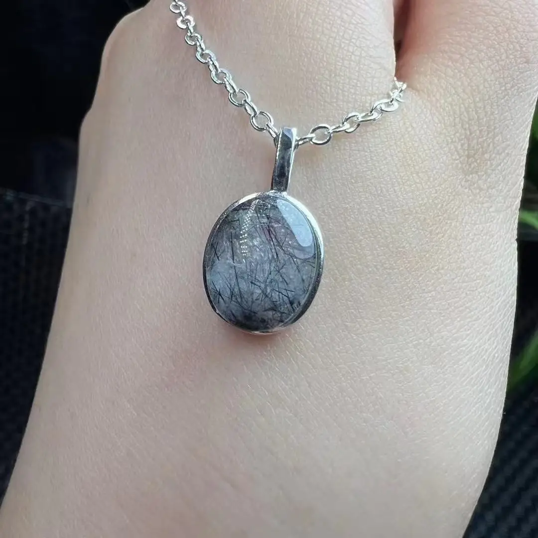 Unit One Piece 925 Silver Inlay Natural Black Silver Rutilated Quartz Crystal Cabochon Pendant(Without Chain) for Meditation
Unit One Piece 925 Silver Inlay Natural Black Silver Rutilated Quartz Crystal Cabochon Pendant(Without Chain) for Meditation