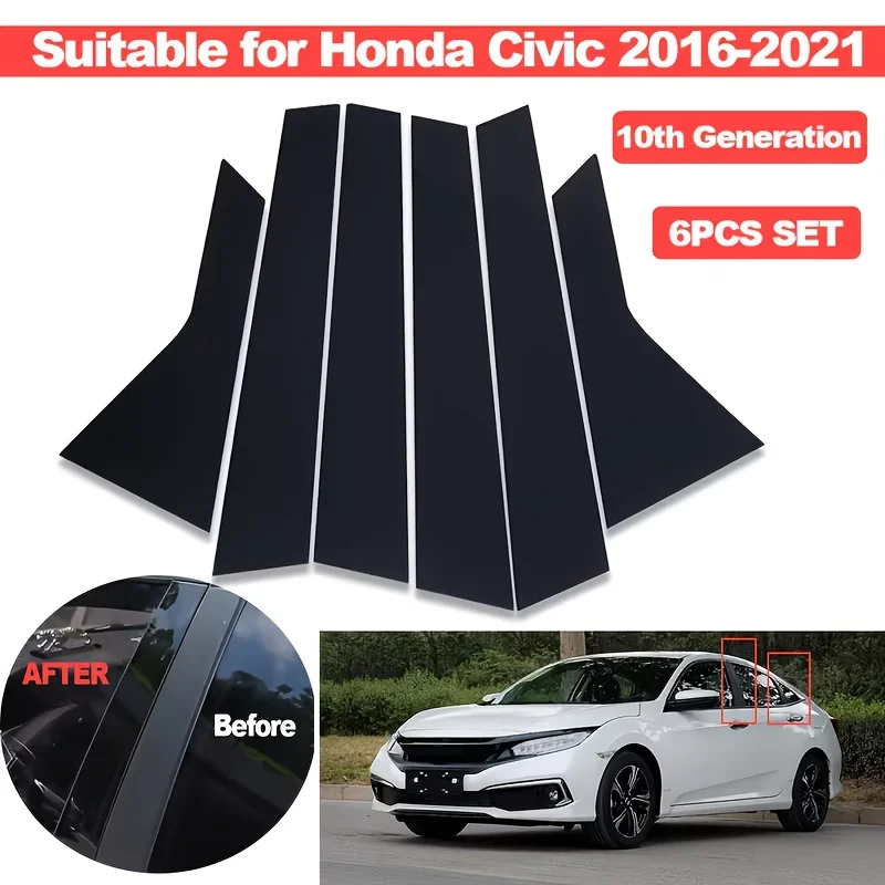 Для Honda Civic X (2016-2021) седан: наклейки на центральные стойки (BC-стойки) и оконные накладки из поликарбоната
Для Honda Civic X (2016-2021) седан: наклейки на центральные стойки (BC-стойки) и оконные накладки из поликарбоната