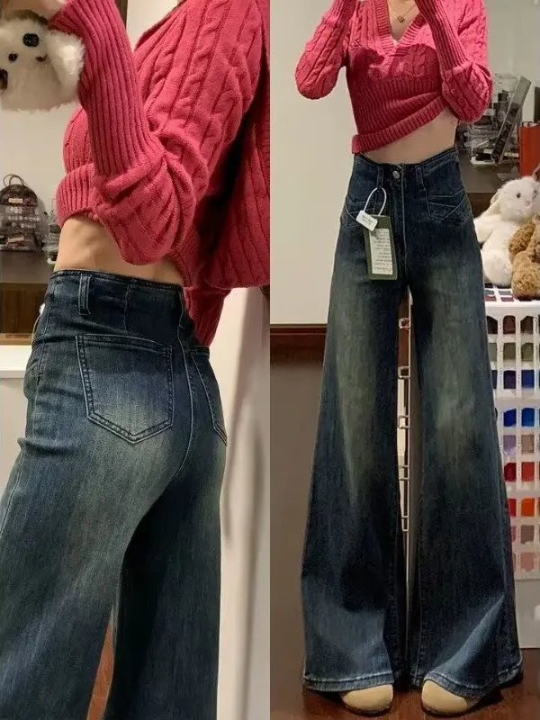 Retro American High Waist Bell Bottom Denim Jeans Women's Spring Autumn plus Size Loose Slimming Wide Leg Long Pants
Retro American High Waist Bell Bottom Denim Jeans Women's Spring Autumn plus Size Loose Slimming Wide Leg Long Pants