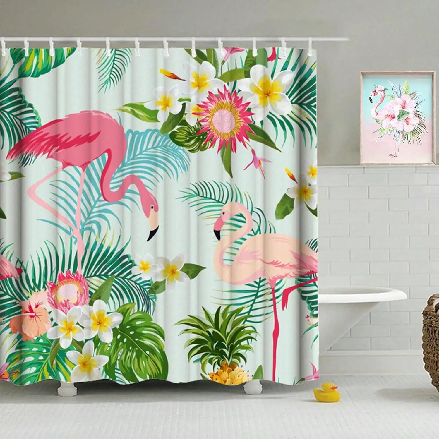 Pink Flamingo Shower Curtain Tropical Floral Leaves Green Summer Shower Curtains For Bathroom Bath Curtain With 12 Plastic Hooks
Pink Flamingo Shower Curtain Tropical Floral Leaves Green Summer Shower Curtains For Bathroom Bath Curtain With 12 Plastic Hooks