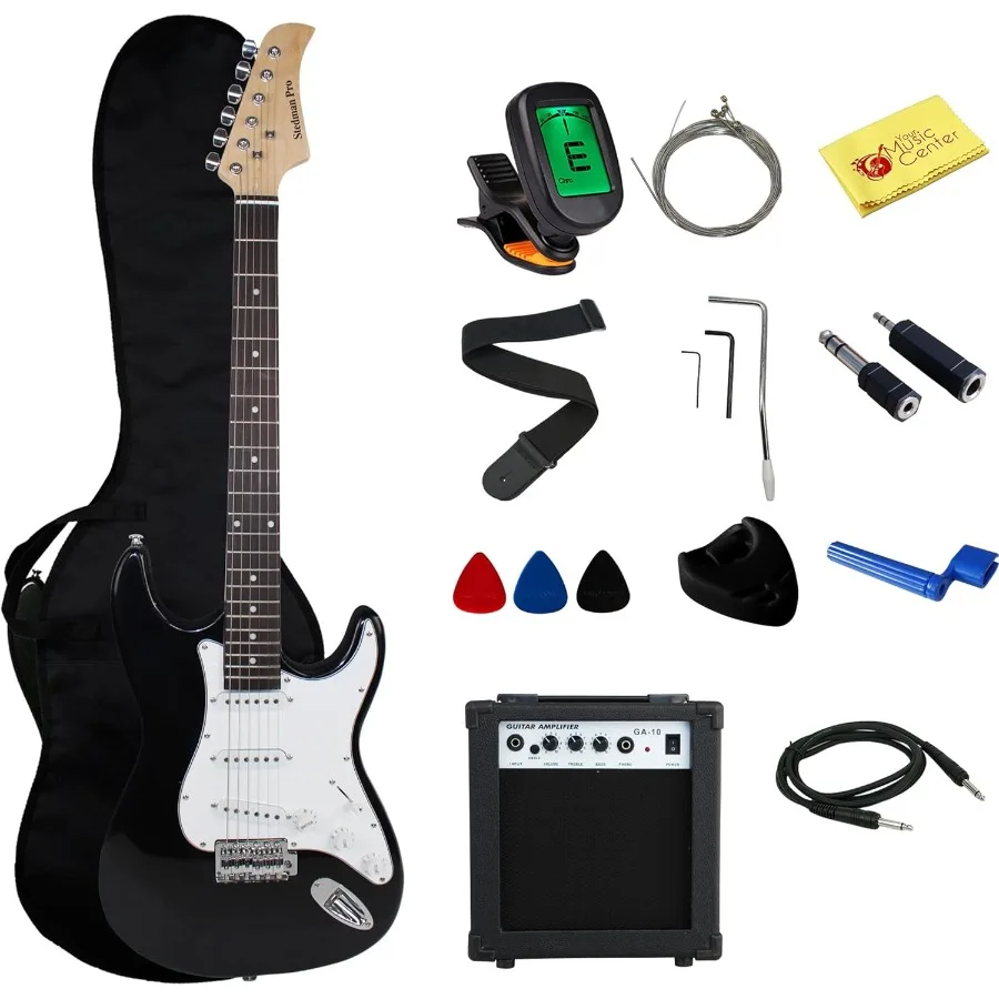 39-дюймовая электрогитара серии для начинающих с корпусом 10 Вт, ремешком, кабелем, каподастром, электронным тюнером, струнным механизмом и полировкой C
39-дюймовая электрогитара серии для начинающих с корпусом 10 Вт, ремешком, кабелем, каподастром, электронным тюнером, струнным механизмом и полировкой C