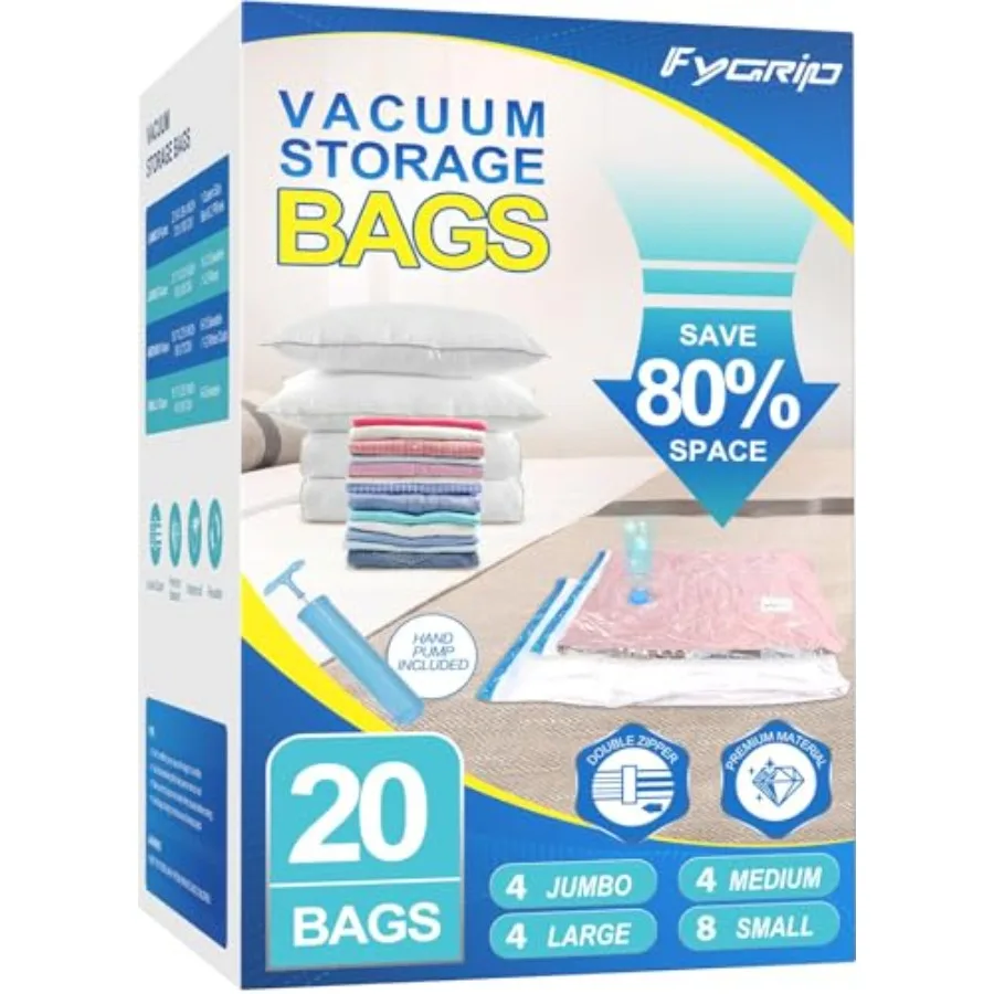 Vacuum Storage Bags with Hand Pump, Plastic Packaging Bags, 80 Space Saver Vacuum Seal Bags for Clothing, Travel Lugggage, Blan
Vacuum Storage Bags with Hand Pump, Plastic Packaging Bags, 80 Space Saver Vacuum Seal Bags for Clothing, Travel Lugggage, Blan