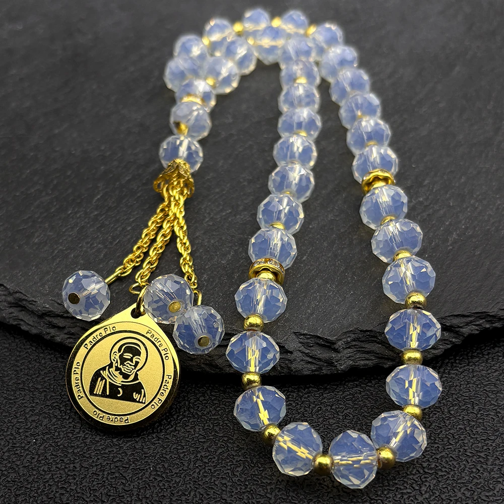 Catholic Padre Pio Saint Father Medal Car Pendant for Women Men Stainless Steel Gold Color Religious Amulet Glass Beads Jewelry 
Catholic Padre Pio Saint Father Medal Car Pendant for Women Men Stainless Steel Gold Color Religious Amulet Glass Beads Jewelry