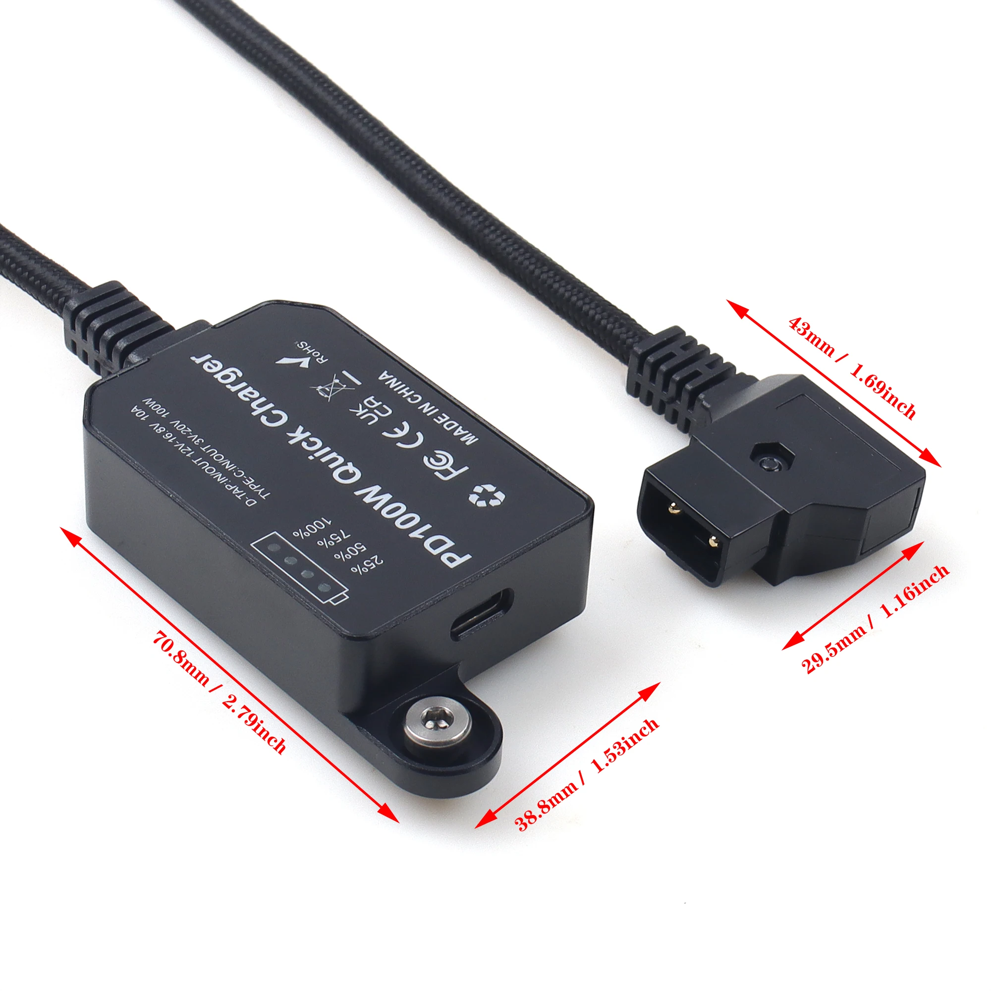 red/black 41cm/16.14inch Dtap to Type-c PD bidirectional communication Quick Charger Cable PD100W for V-Mount Battery Cameras
red/black 41cm/16.14inch Dtap to Type-c PD bidirectional communication Quick Charger Cable PD100W for V-Mount Battery Cameras